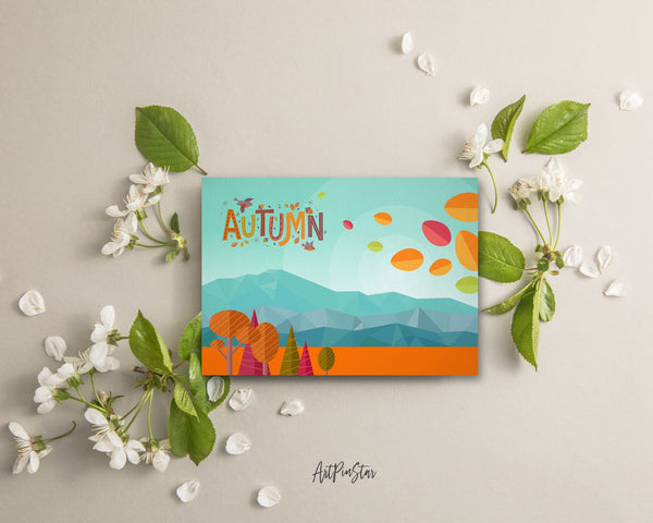 Abstract Mountain Landscapes of Geometric Autumn Customizable Season Greeting Cards