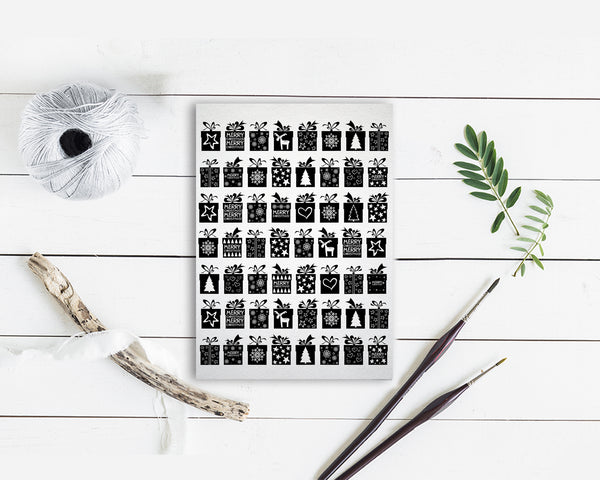 Christmas Gift Box B&W Personalized Holiday Greeting Card Gifts