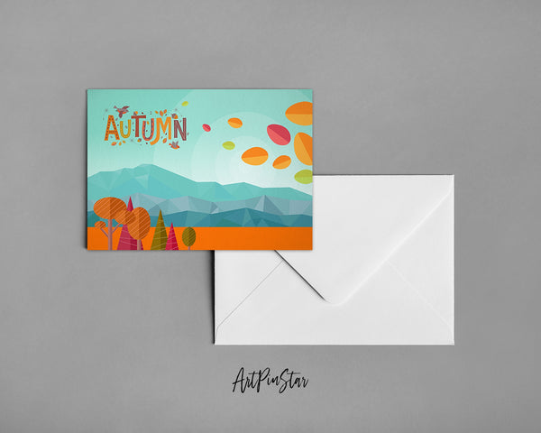 Abstract Mountain Landscapes of Geometric Autumn Customizable Season Greeting Cards