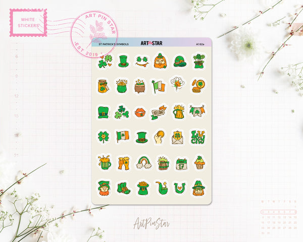 St Patrick's Symbols White Stickers