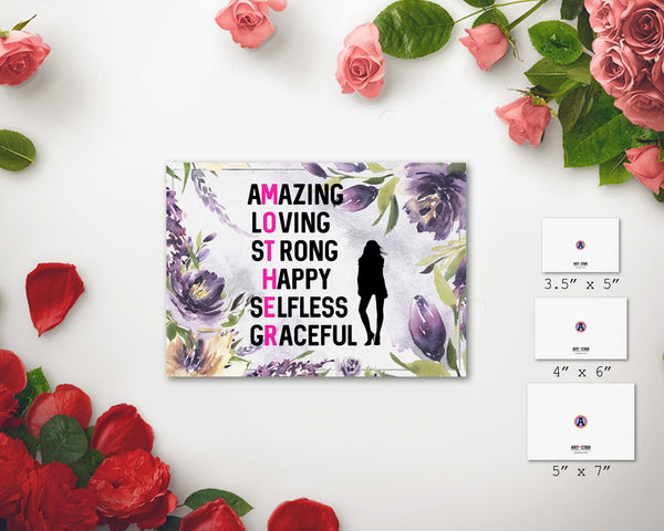 Amazing loving strong happy selfless graceful Mother's Day Occasion Greeting Cards