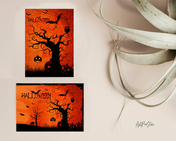 Halloween Pumpkin Bat Custom Holiday Greeting Card