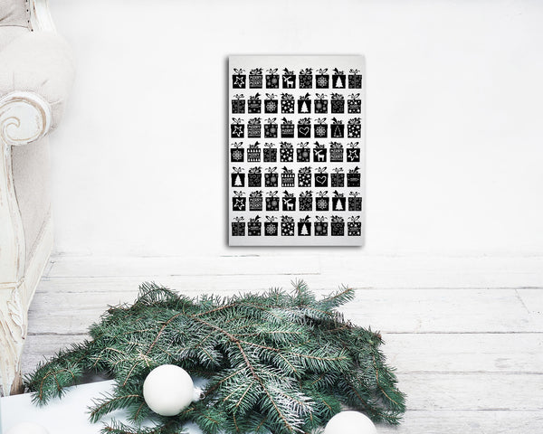 Christmas Gift Box B&W Personalized Holiday Greeting Card Gifts