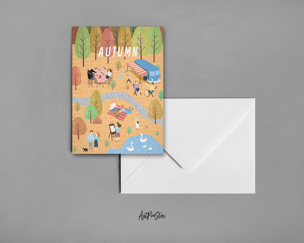 Scandinavian Forest Season Autumn Customizable Season Greeting Cards