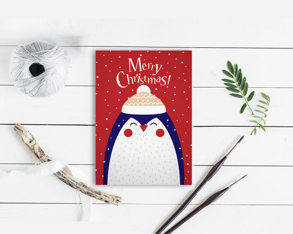 Merry Christmas-Penguin Personalized Holiday Greeting Card Gifts
