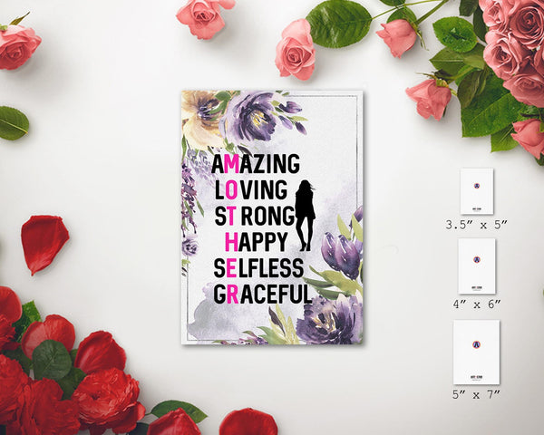 Amazing loving strong happy selfless graceful Mother's Day Occasion Greeting Cards