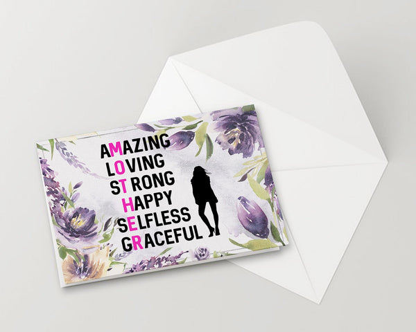 Amazing loving strong happy selfless graceful Mother's Day Occasion Greeting Cards