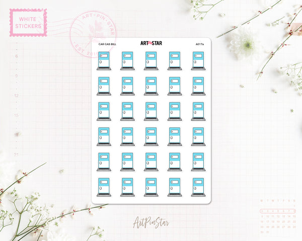 Car Gas Bill White Stickers