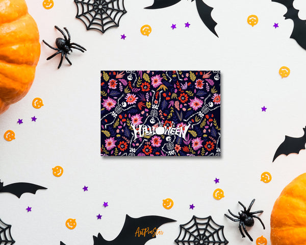 Halloween Dancing Skeletons Custom Holiday Greeting Card