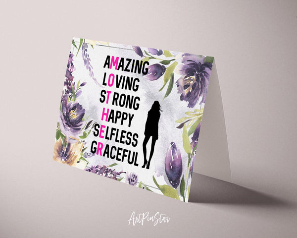 Amazing loving strong happy selfless graceful Mother's Day Occasion Greeting Cards