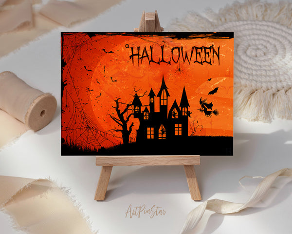 Halloween Bat Witch Ghost Custom Holiday Greeting Card