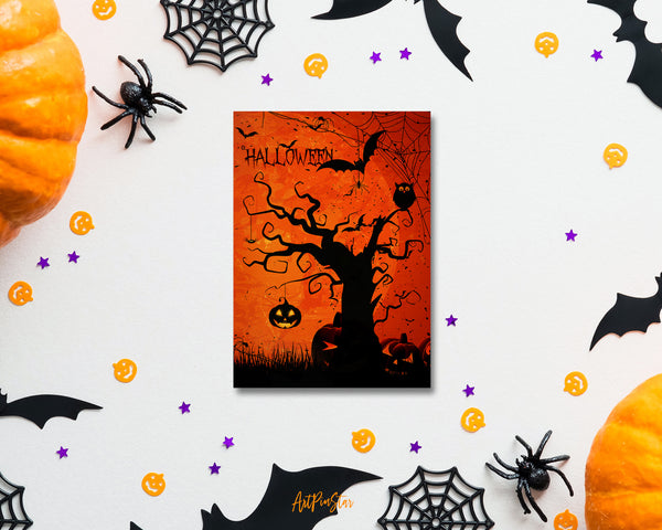 Halloween Pumpkin Bat Custom Holiday Greeting Card