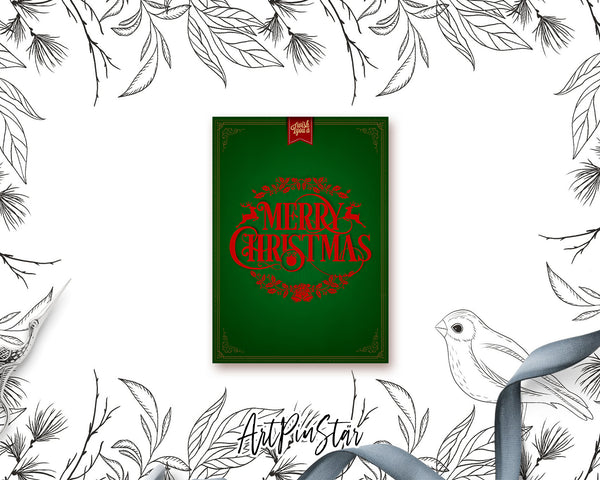 Merry Christmas with deer Personalized Holiday Greeting Card Gifts