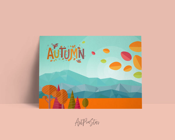 Abstract Mountain Landscapes of Geometric Autumn Customizable Season Greeting Cards