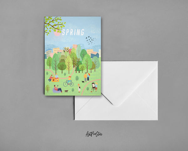 Scandinavian Forest Season Spring Customizable Season Greeting Cards