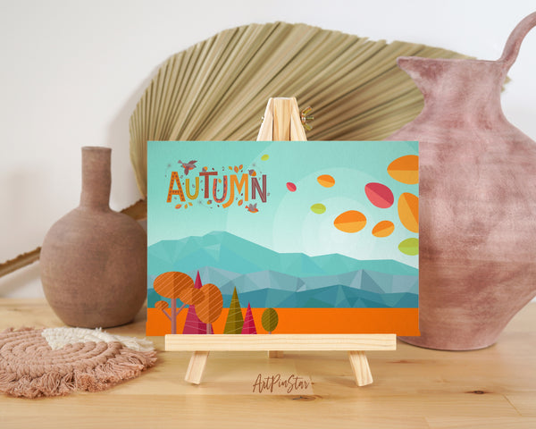 Abstract Mountain Landscapes of Geometric Autumn Customizable Season Greeting Cards