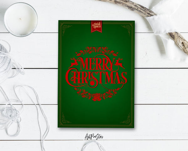 Merry Christmas with deer Personalized Holiday Greeting Card Gifts