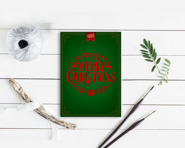 Merry Christmas with deer Personalized Holiday Greeting Card Gifts