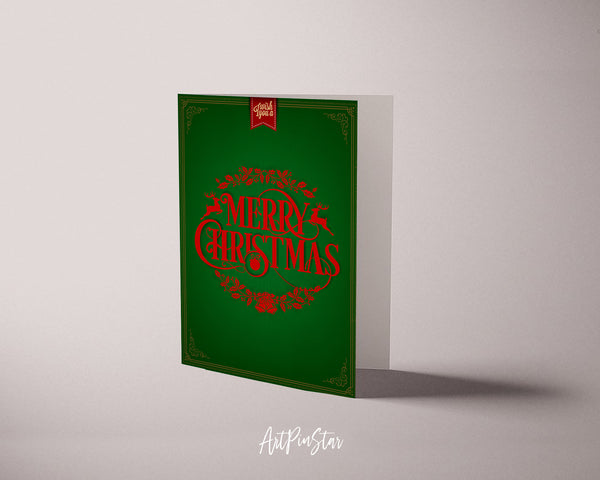 Merry Christmas with deer Personalized Holiday Greeting Card Gifts