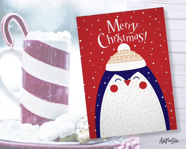 Merry Christmas-Penguin Personalized Holiday Greeting Card Gifts
