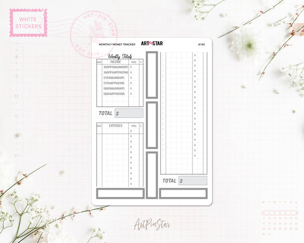 Hobonichi Weekly Money Tracker White Stickers