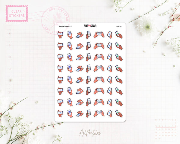 Phone Doodle Clear Stickers