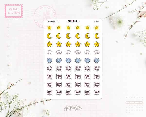 Weather Doodle Clear Stickers