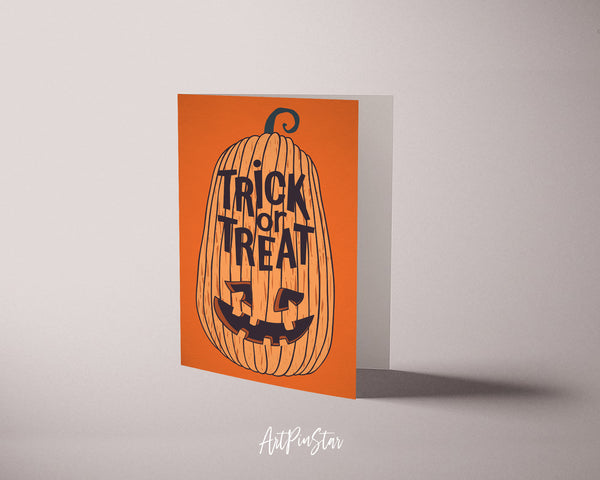 Trick or Treat Halloween Pumpkin Custom Holiday Greeting Card