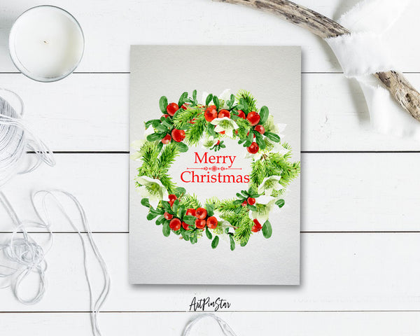 Christmas Wreath Personalized Holiday Greeting Card Gifts