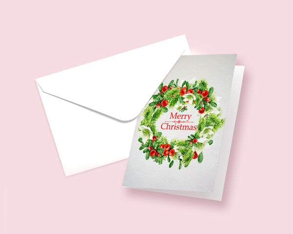 Christmas Wreath Personalized Holiday Greeting Card Gifts