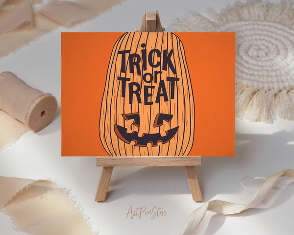 Trick or Treat Halloween Pumpkin Custom Holiday Greeting Card