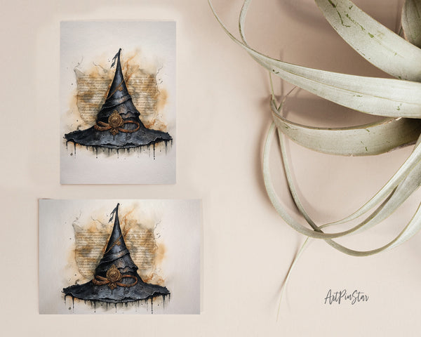 Vintage Halloween Witch Hat Custom Holiday Greeting Card