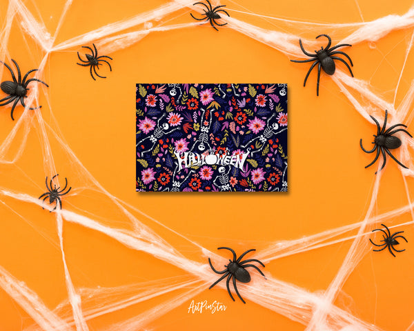 Halloween Dancing Skeletons Custom Holiday Greeting Card