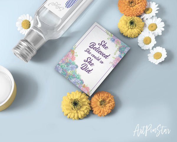 She believed she could so she did RS Grey Inspirational Quote Customized Greeting Cards