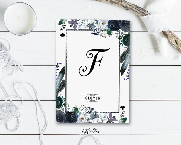 Watercolor Floral Flower Bouquet Initial Letter F Clover Monogram Note Cards
