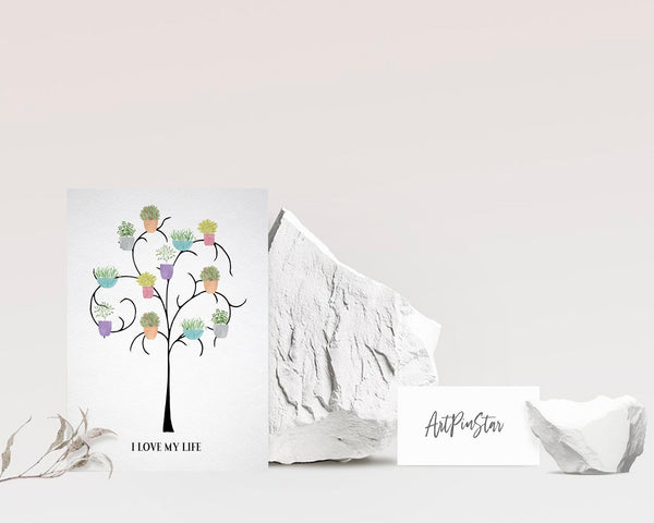 I love my life Flower Quote Customized Gift Cards