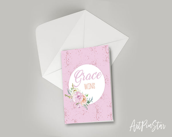 Grace wins Bible Verse Customized Greeting Card