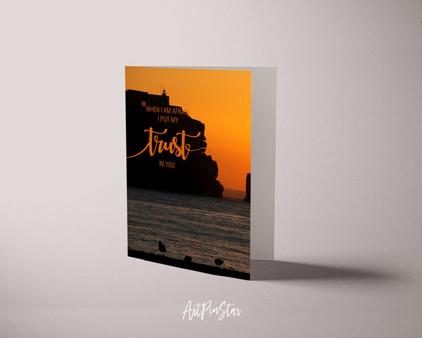 When I am afraid I put my trust in you Bible Verse Customized Greeting Card