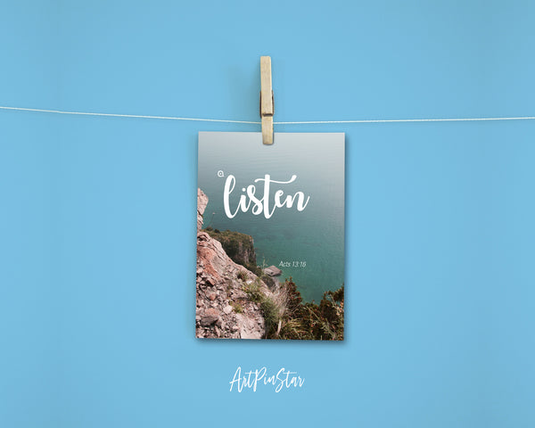 Listen Acts 13:16 Bible Verse Scripture Quote Customized Greeting Cards
