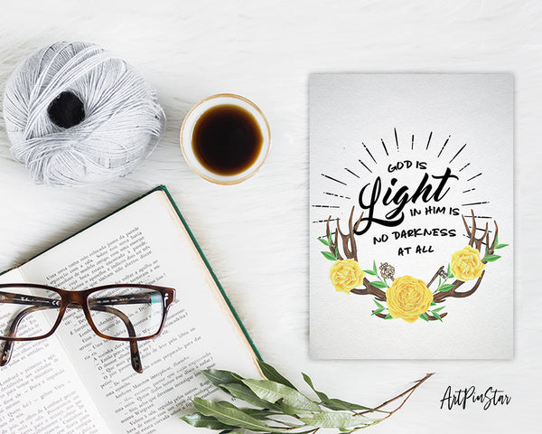 God is Ligfht in him is no darkness at all Bible Verse Customized Greeting Card