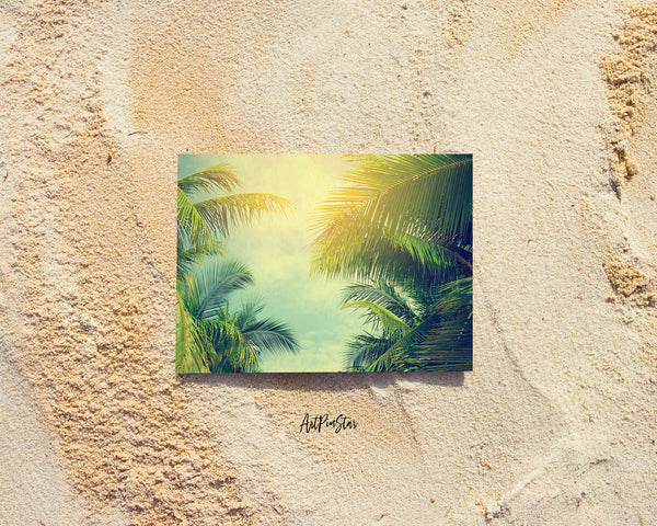 Palm Trees Retro Tropical Coast Coconut Summer Tree, California Landscape Custom Greeting Cards