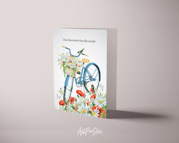 Over the river & thru the woods Song Lyric Quote Customized Greeting Cards
