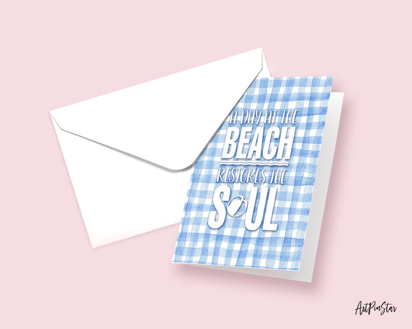 A day at the beach restores the soul Funny Quote Customized Greeting Cards