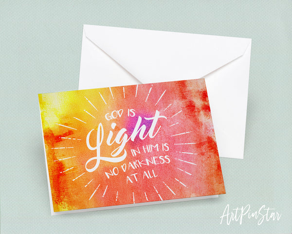 God is Ligfht in him is no darkness at all Bible Verse Customized Greeting Card