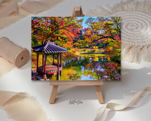 Changdeokgung Palace at Autumn, Seoul, South Korea Landscape Custom Greeting Cards