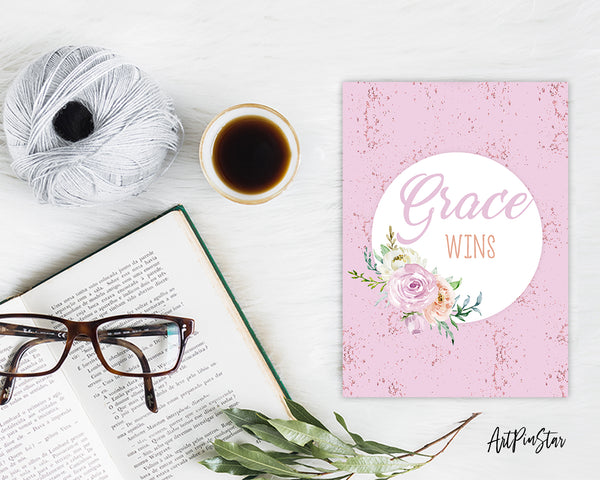 Grace wins Bible Verse Customized Greeting Card