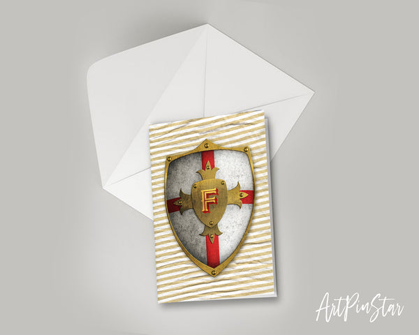 Alphabet Shield Letter F Signature Monogram Note Cards