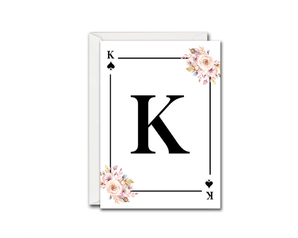 Boho Floral Bouquet Initial Flower Letter K Spade Monogram Note Cards