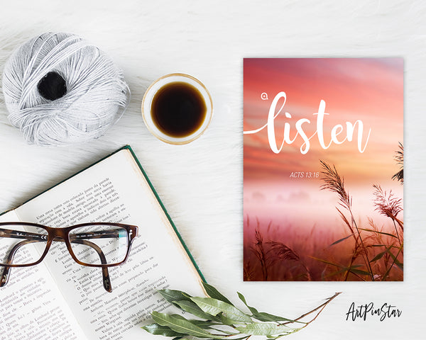 Listen Acts 13:16 Bible Verse Customized Greeting Card