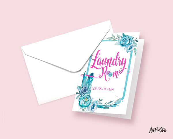 Laundry room loads of fun Sign Quote Customized Greeting Cards